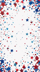 border frame with american theme, america flag icons around the edge. Empty space at the centre, stock image style