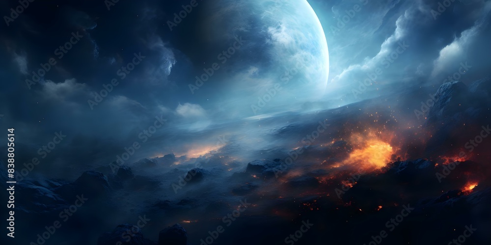 Poster highresolution abstract art of spiral galaxy in endless space with ai. concept abstract art, spiral 