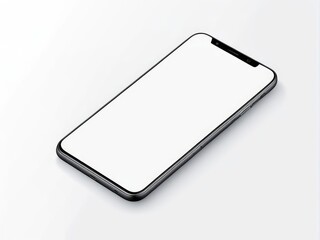 White screen smartphone mockup isolated on a white background.