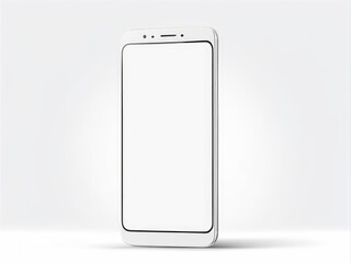 White screen smartphone mockup isolated on a white background.