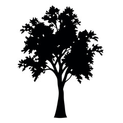 Big Tree vector silhouette black color illustration, a tree with branches vector silhouette