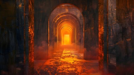 Obraz premium Mysterious and Captivating Dimensional Portal Abstract Architectural Arch Leading to Unknown Realms