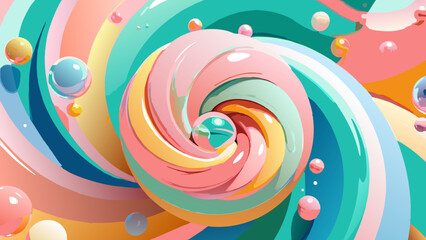Vibrant Abstract Swirls and Spheres Wallpaper Design
