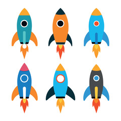 a set of Rocket icon vector art illustration