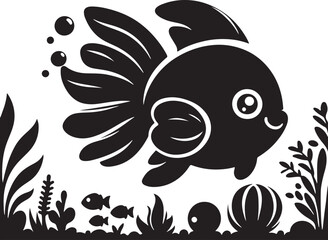 cute fish illustration vector silhouette