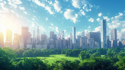 Naklejka premium Detailed in ultra high definition 4K resolution, capturing the cityscape's architectural grandeur and natural beauty in sharp focus