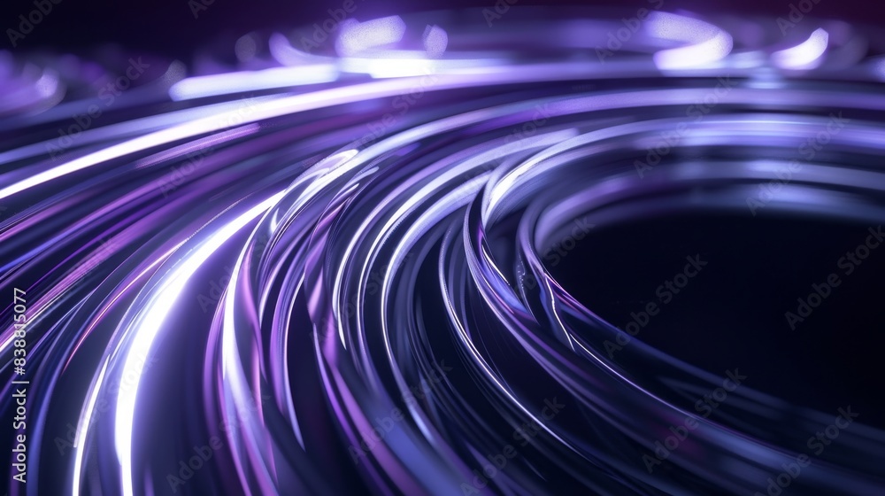 Poster abstract close-up of glowing purple light tubes creating a dynamic and futuristic pattern with a smo