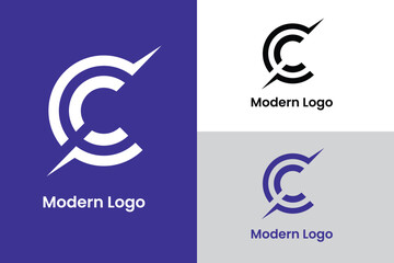 letter C logo, letter CC logo, letter C and arrow logo, logomark