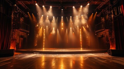 Sophisticated dark stage with sparkling light effects
