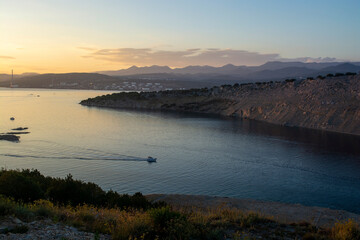 Evening seascape on the island of KRK Croatia. Seascape at sunset. Island KRK Croatia