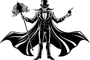 magician silhouette vector illustration