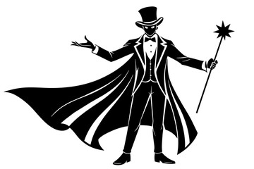 magician silhouette vector illustration