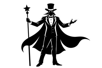 magician silhouette vector illustration