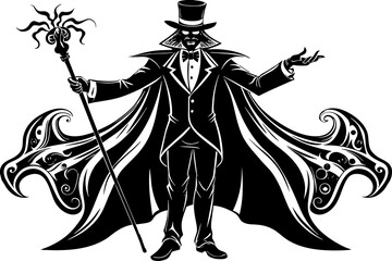 magician silhouette vector illustration