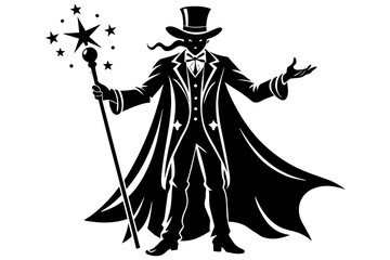 magician silhouette vector illustration