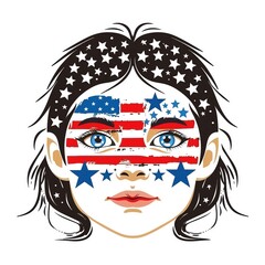 Face painting designs featuring the American flag