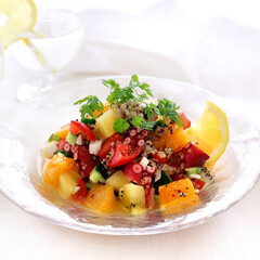 たことフルーツとキヌアの爽やか夏のセビーチェ　マリネサラダ