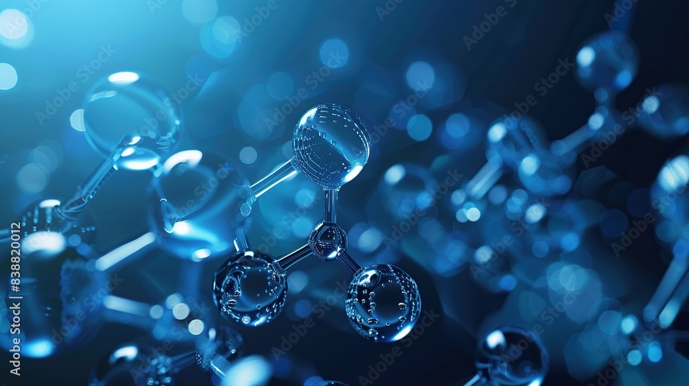 Poster science and technology concept. abstract connection molecules transparent with dark blue background.