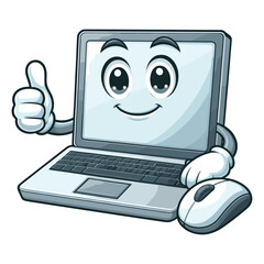 Laptop cartoon character vector