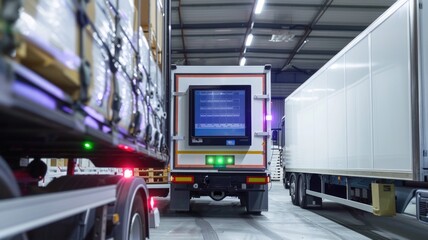 refrigerated truck with P-IoT sensors monitoring temperature, ensuring perishable goods remain in perfect condition