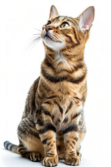 portrait Bengal cat on white background