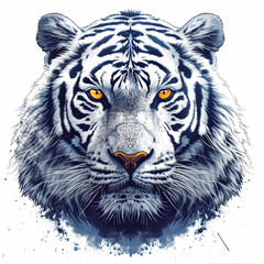 Fototapeta premium Face of a white bengal tiger, illustration