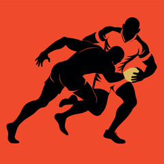 Rugby players dump vector silhouette white background