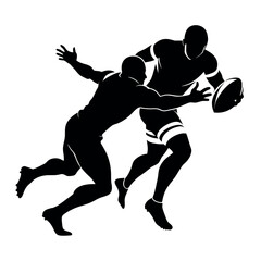 Rugby players dump vector silhouette white background