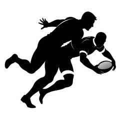 Rugby players dump vector silhouette white background