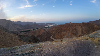 Photography of Oman mountains during spring evening