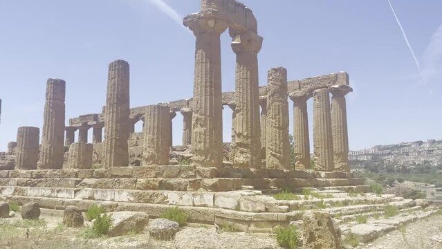 Ancient Greek architecture remains at Sicily Italy, Valle dei Templi panoramic