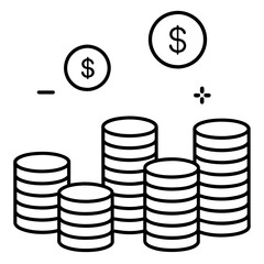 Stack of coin icon vector art illustration, a set of coin icon flat style illustration