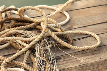 Rope on a wooden background