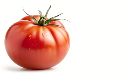 fresh tomato with copy space area isolated on white background