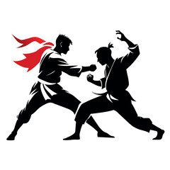 Two karate fighter fight with each other vector illustration