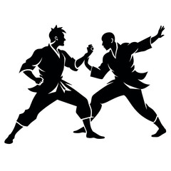 Two karate fighter fight with each other vector illustration
