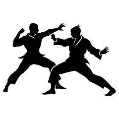 Two karate fighter fight with each other vector illustration