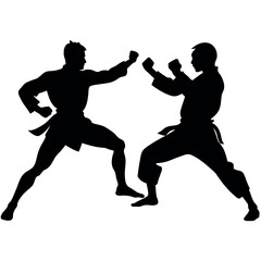 Two karate fighter fight with each other vector illustration