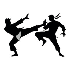 Two karate fighter fight with each other vector illustration