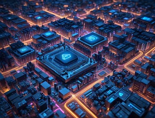 Obraz premium High-Tech Cityscape Illustration