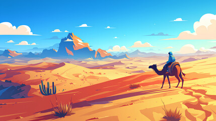 Fototapeta premium Camels pass through the desert.