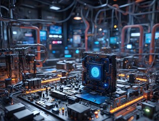 High-Tech Data Center with Advanced AI Integration