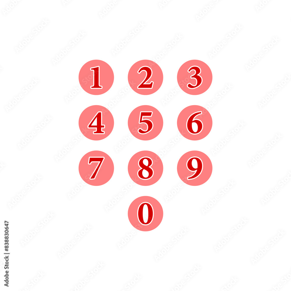 Poster set of numbers font icon buttons