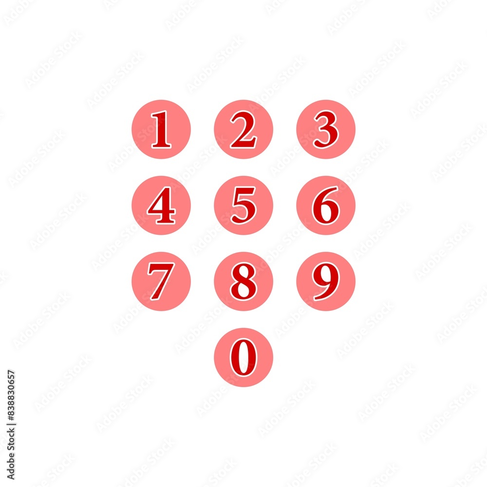 Poster set of numbers font icon buttons