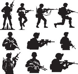 Flat design soldier silhouette