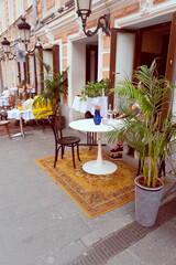 summer interior cafe with street