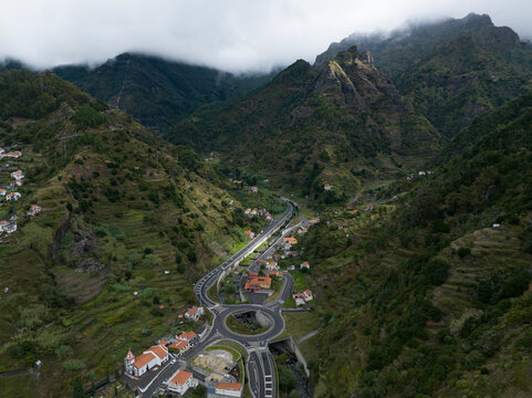 roundabout in serra da agual from aerial view