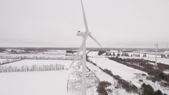 Wind Turbine Now Merged With Danish Vestas, Winter Snowy Landscape