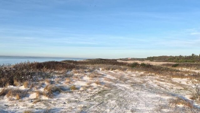 Hiker Walking On Snowy Trail, Active Lifestyle and Travel in Winter
