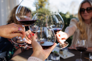Toast amongst friends in wine country.